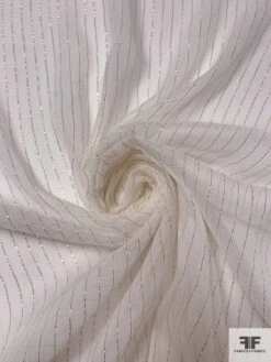 Lurex Pinstriped Slightly Crinkled Silk Chiffon - Off-White / Gold 13 Lurex Pinstriped Slightly Crinkled Silk Chiffon - Off-White / Gold -Fabrics And Fabrics Store 17697 1