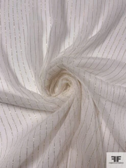 Lurex Pinstriped Slightly Crinkled Silk Chiffon - Off-White / Gold 12 Lurex Pinstriped Slightly Crinkled Silk Chiffon - Off-White / Gold -Fabrics And Fabrics Store 17697 2