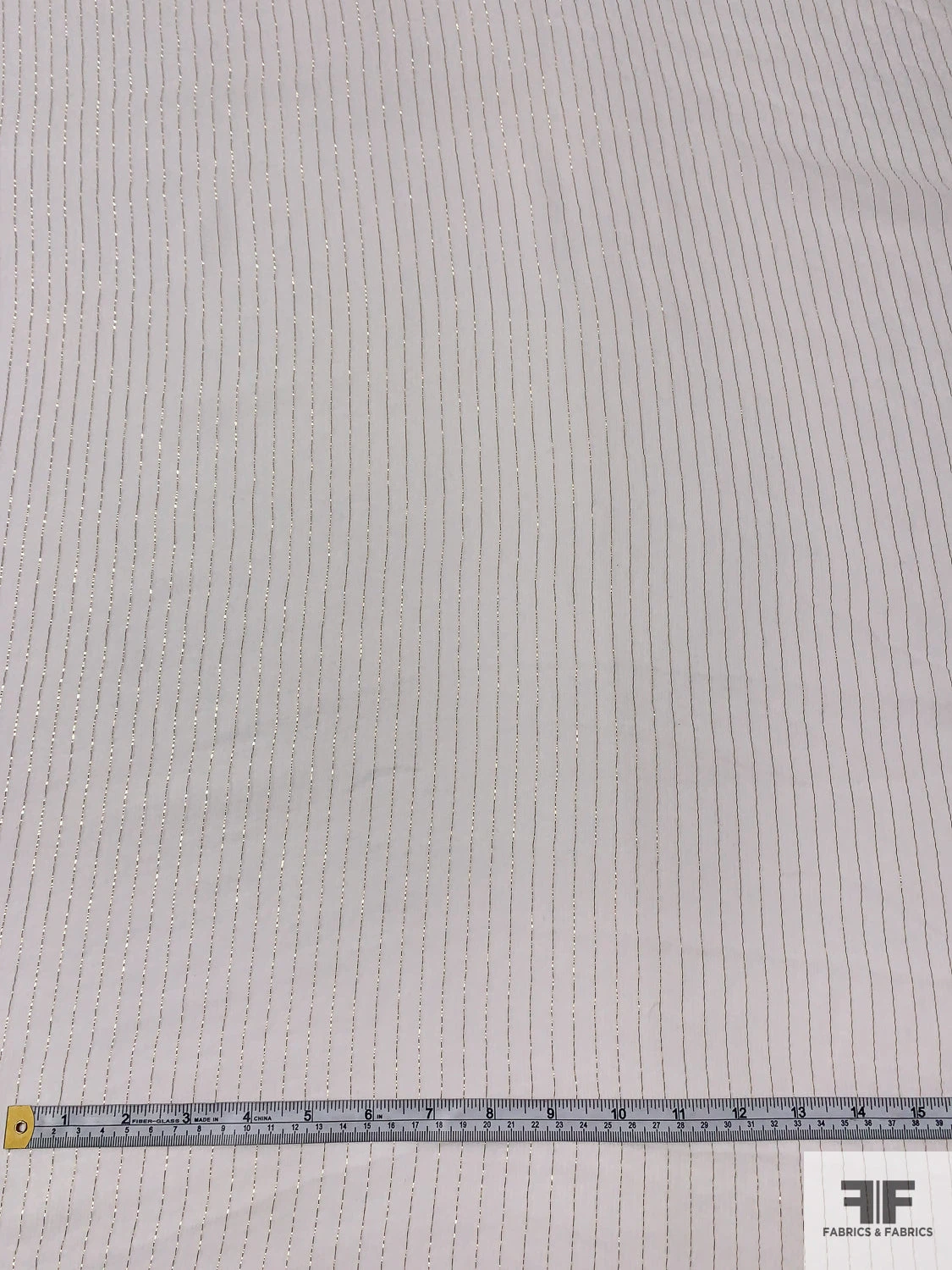 Lurex Pinstriped Slightly Crinkled Silk Chiffon - Off-White / Gold 8 Lurex Pinstriped Slightly Crinkled Silk Chiffon - Off-White / Gold - Image 6