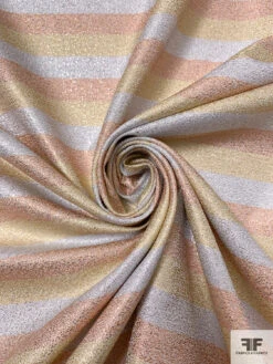 Italian Horizontal Striped Lamé - Rose Gold / Gold / Silver