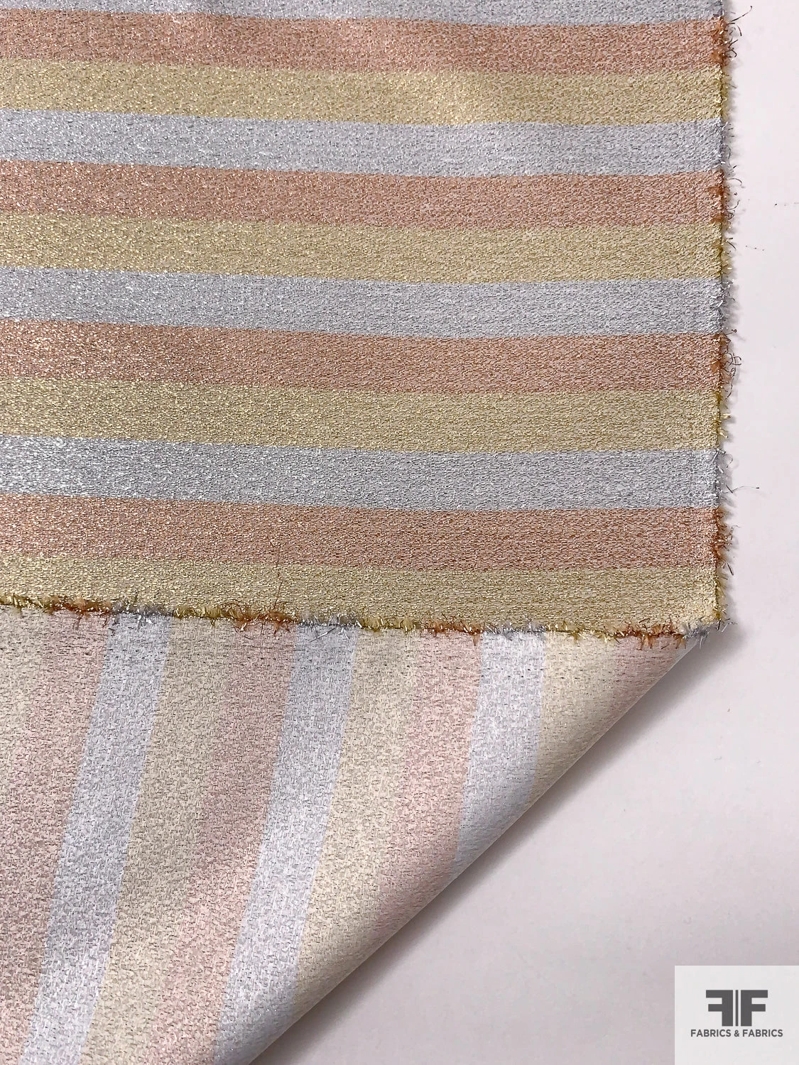 Italian Horizontal Striped Lamé - Rose Gold / Gold / Silver 9 Italian Horizontal Striped Lamé - Rose Gold / Gold / Silver - Image 7