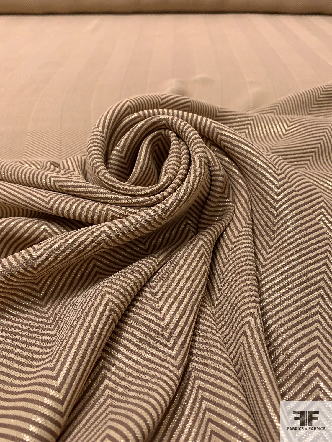 Italian Herringbone Lamé Suiting - Tan / Brown / Gold 4 Italian Herringbone Lamé Suiting - Tan / Brown / Gold - Image 2