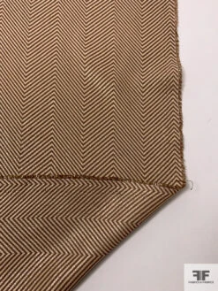 Italian Herringbone Lamé Suiting - Tan / Brown / Gold