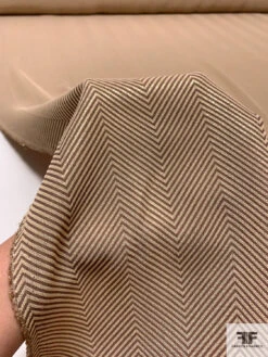 Italian Herringbone Lamé Suiting - Tan / Brown / Gold 19 Italian Herringbone Lamé Suiting - Tan / Brown / Gold -Fabrics And Fabrics Store 17708 9