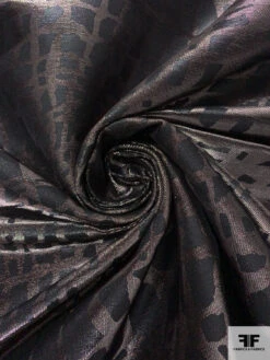 Italian Reptile Pattern Satin-Backed Lamé - Brown / Black / Silver