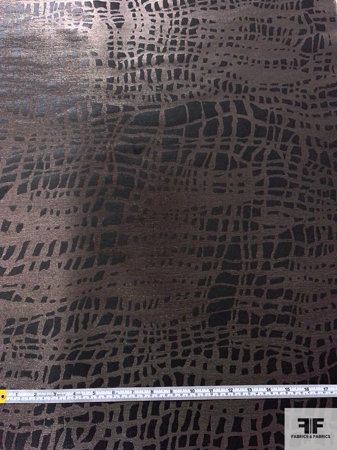 Italian Reptile Pattern Satin-Backed Lamé - Brown / Black / Silver 7 Italian Reptile Pattern Satin-Backed Lamé - Brown / Black / Silver - Image 5