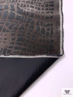 Italian Reptile Pattern Satin-Backed Lamé - Brown / Black / Silver 16 Italian Reptile Pattern Satin-Backed Lamé - Brown / Black / Silver -Fabrics And Fabrics Store 17717 7