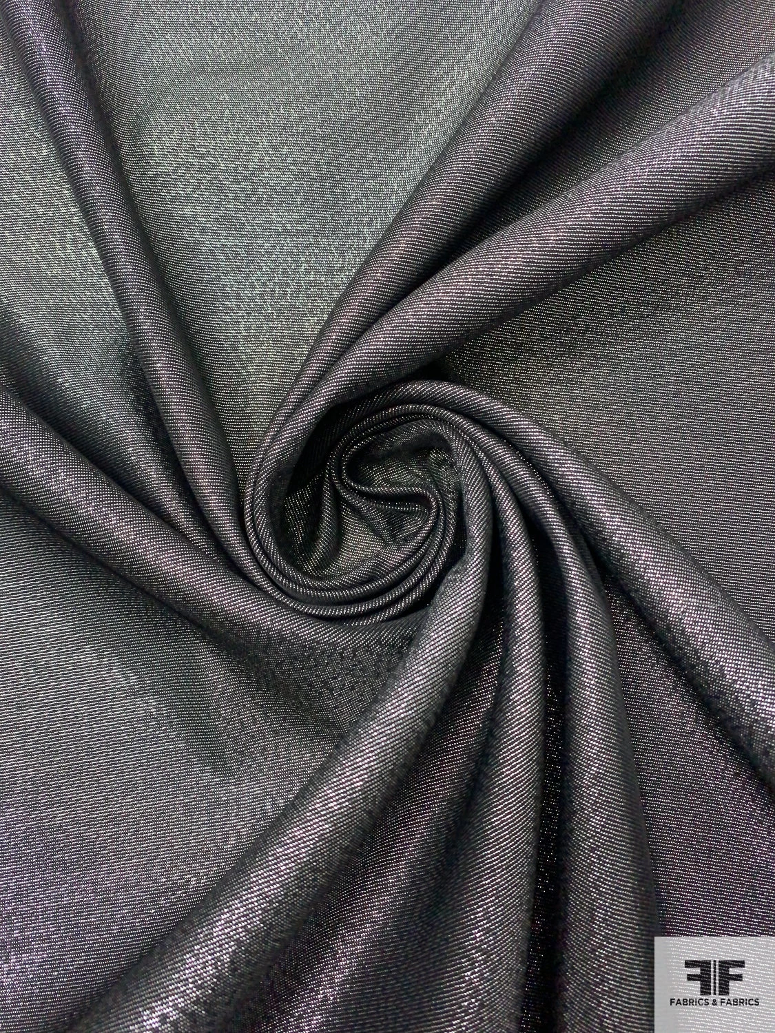 Metallic Microstriped Satin-Backed Lamé - Silver / Black 5 Metallic Microstriped Satin-Backed Lamé - Silver / Black - Image 3