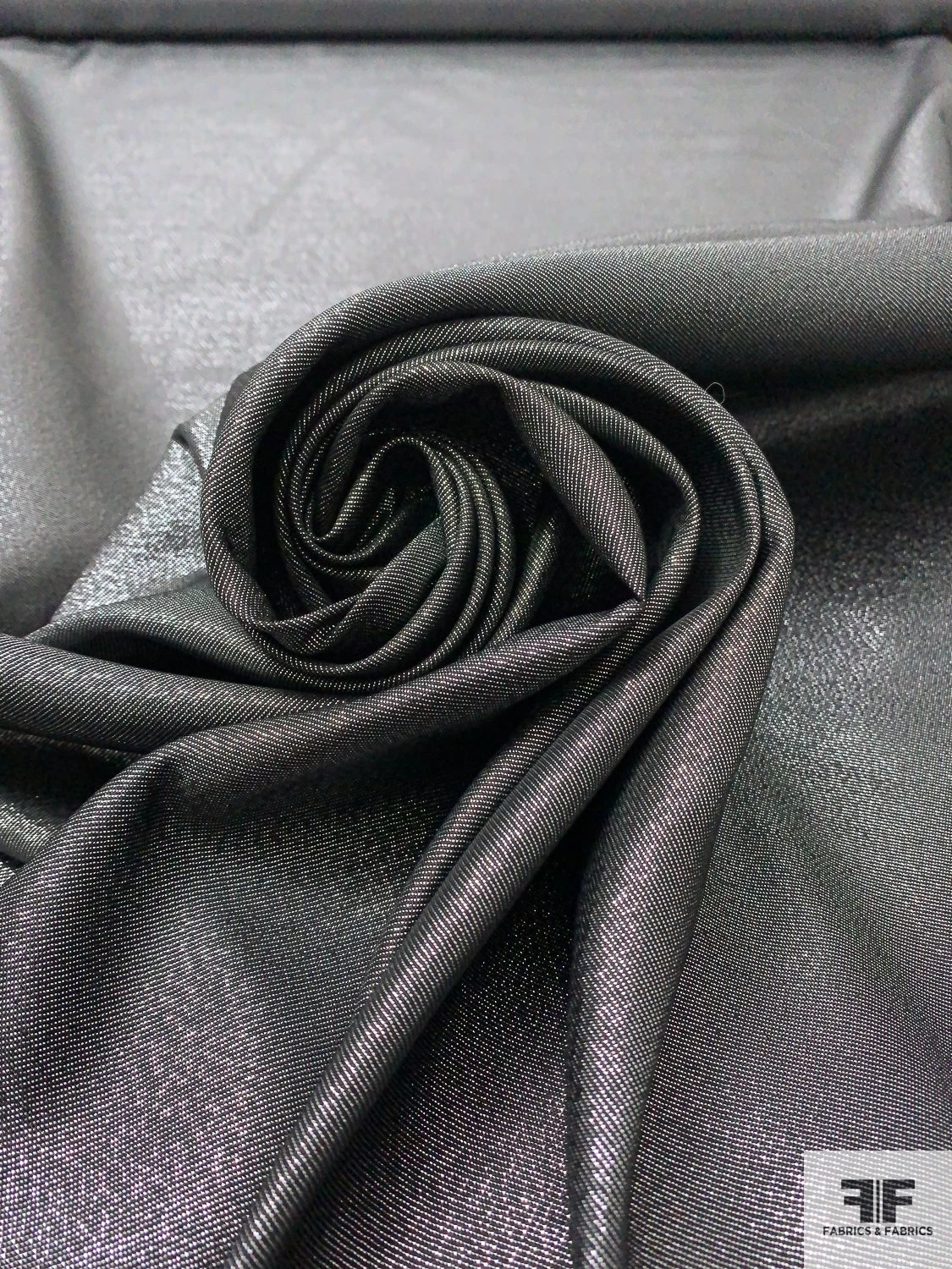 Metallic Microstriped Satin-Backed Lamé - Silver / Black 6 Metallic Microstriped Satin-Backed Lamé - Silver / Black - Image 4