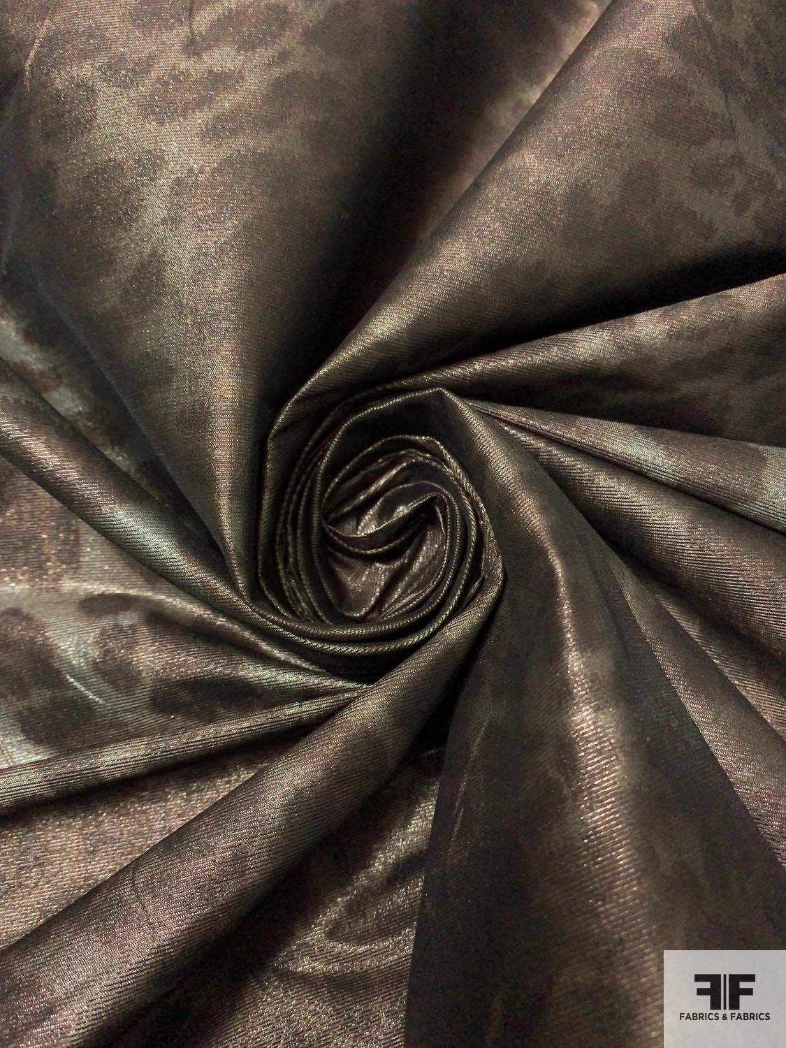 Italian Animal Pattern Printed Stretch Lamé - Brown / Shy Green / Silver 3 Italian Animal Pattern Printed Stretch Lamé - Brown / Shy Green / Silver