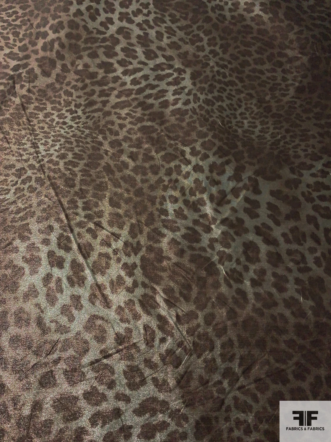 Italian Animal Pattern Printed Stretch Lamé - Brown / Shy Green / Silver 7 Italian Animal Pattern Printed Stretch Lamé - Brown / Shy Green / Silver - Image 5
