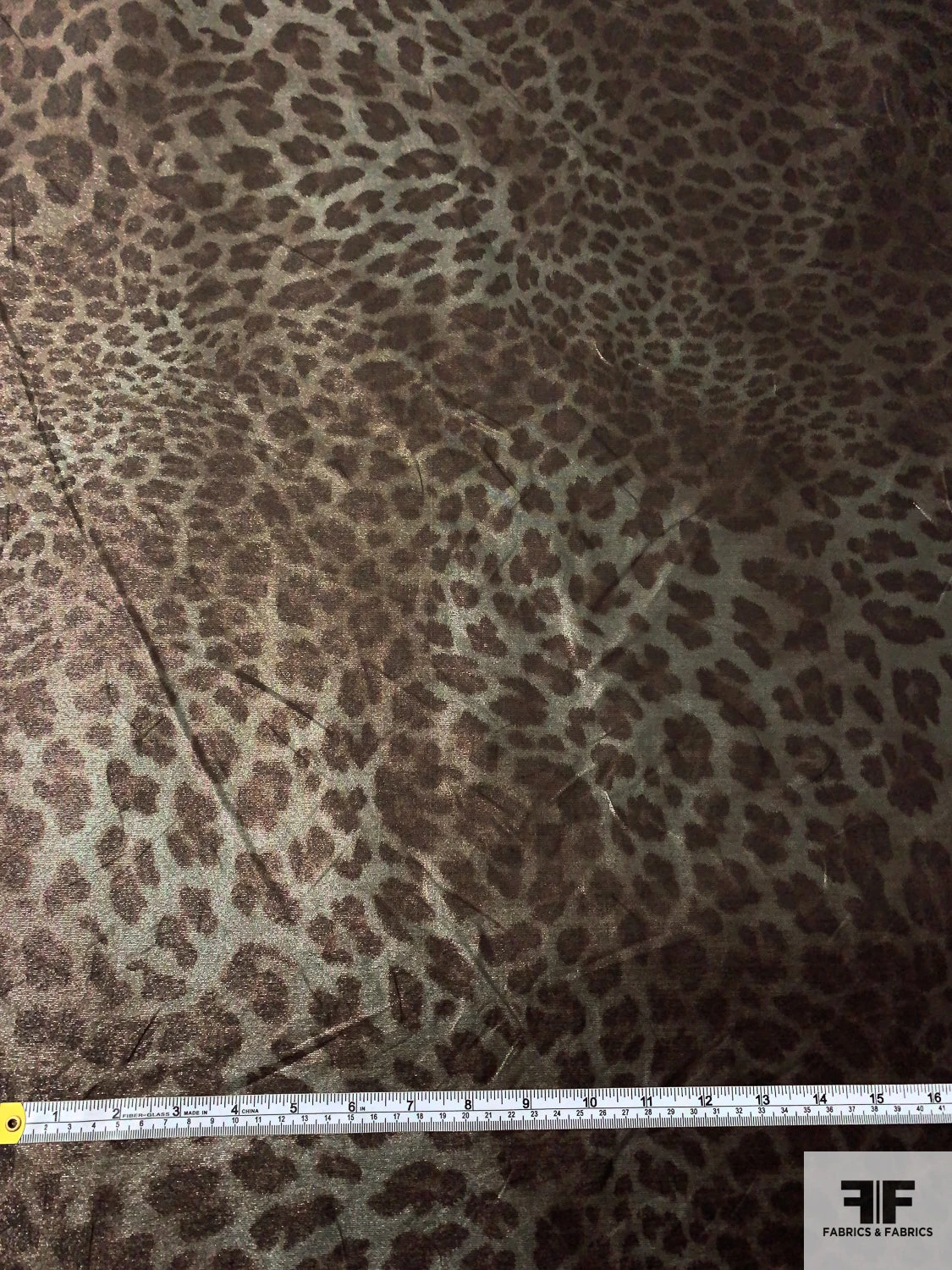 Italian Animal Pattern Printed Stretch Lamé - Brown / Shy Green / Silver 8 Italian Animal Pattern Printed Stretch Lamé - Brown / Shy Green / Silver - Image 6