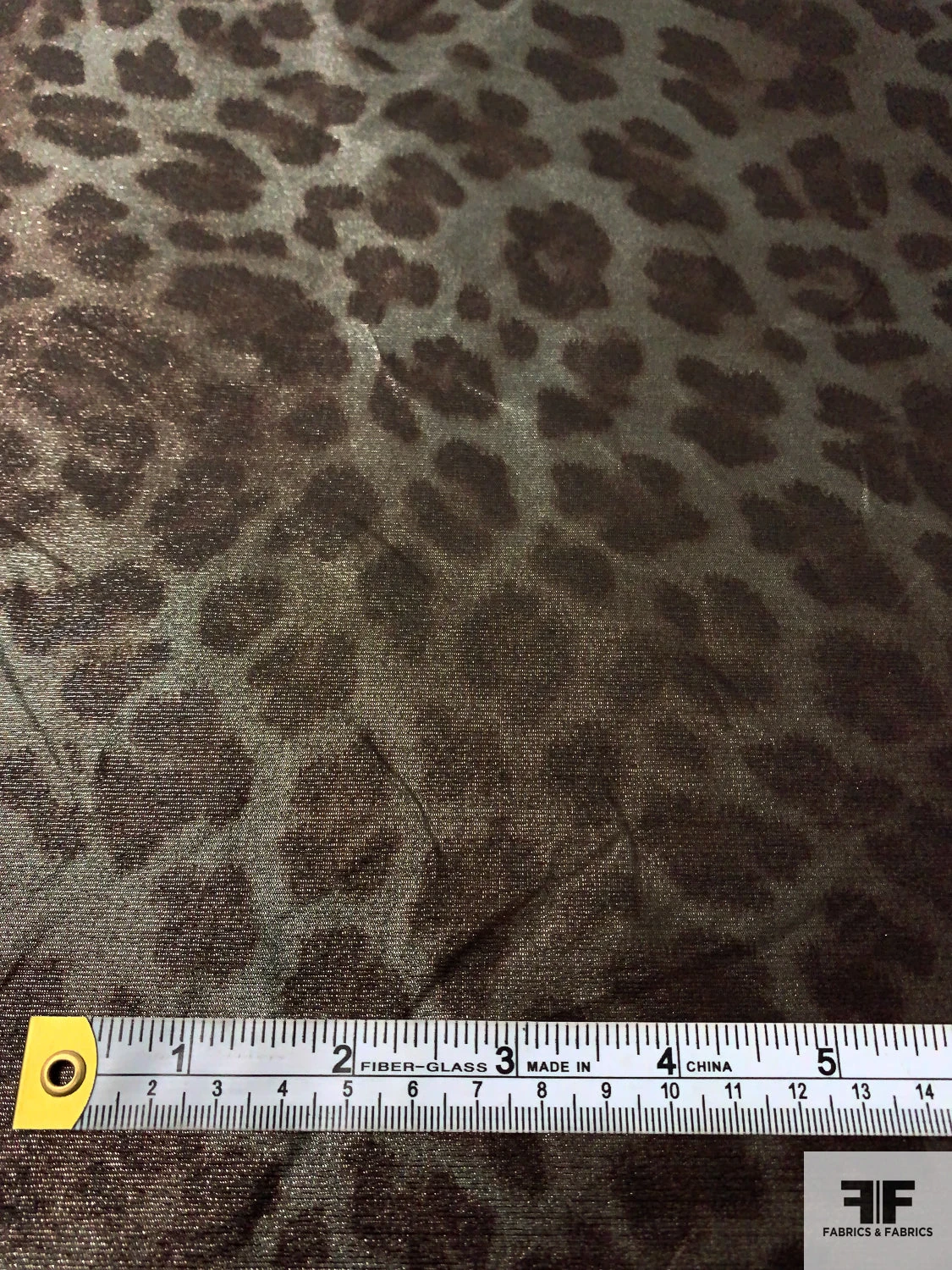 Italian Animal Pattern Printed Stretch Lamé - Brown / Shy Green / Silver 9 Italian Animal Pattern Printed Stretch Lamé - Brown / Shy Green / Silver - Image 7