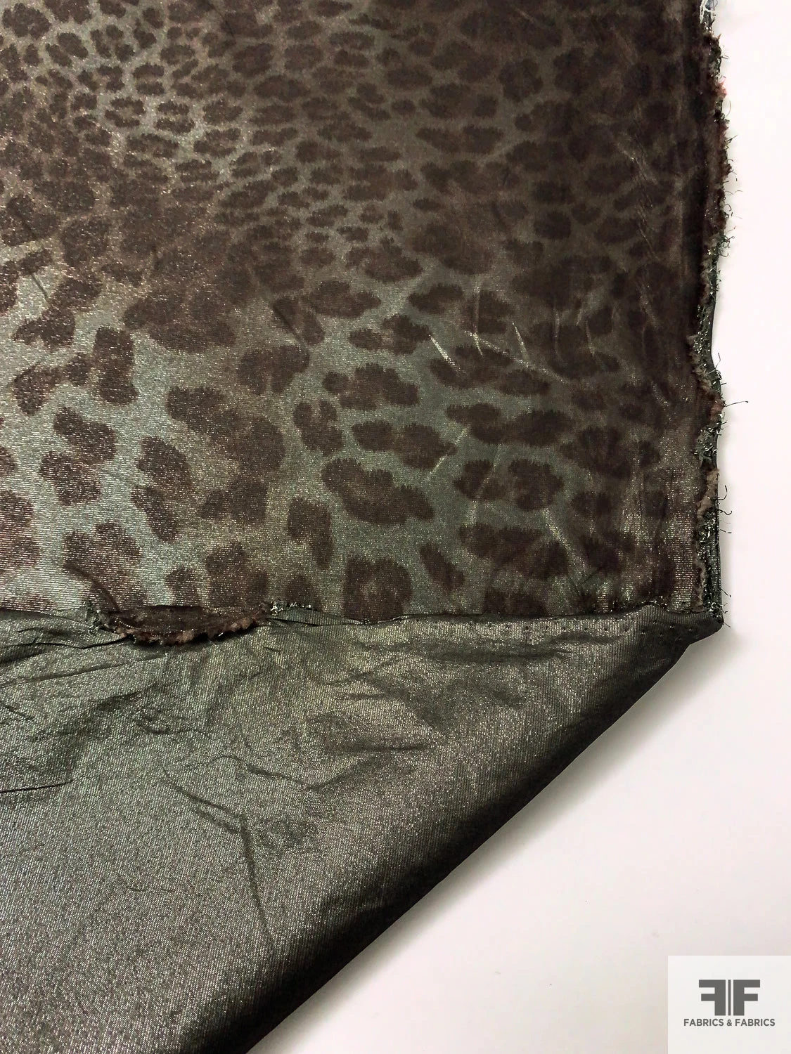 Italian Animal Pattern Printed Stretch Lamé - Brown / Shy Green / Silver 10 Italian Animal Pattern Printed Stretch Lamé - Brown / Shy Green / Silver - Image 8