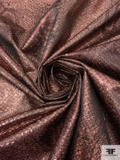 Italian Reptile Pattern Tissue Lamé - Metallic Rose Gold / Black