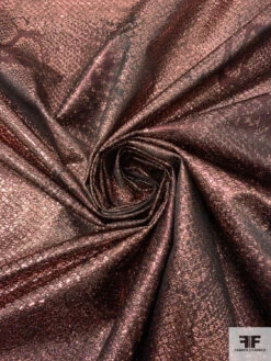 Italian Reptile Pattern Tissue Lamé - Metallic Rose Gold / Black -Fabrics And Fabrics Store 17729 2