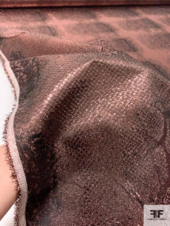 Italian Reptile Pattern Tissue Lamé - Metallic Rose Gold / Black -Fabrics And Fabrics Store 17729 9