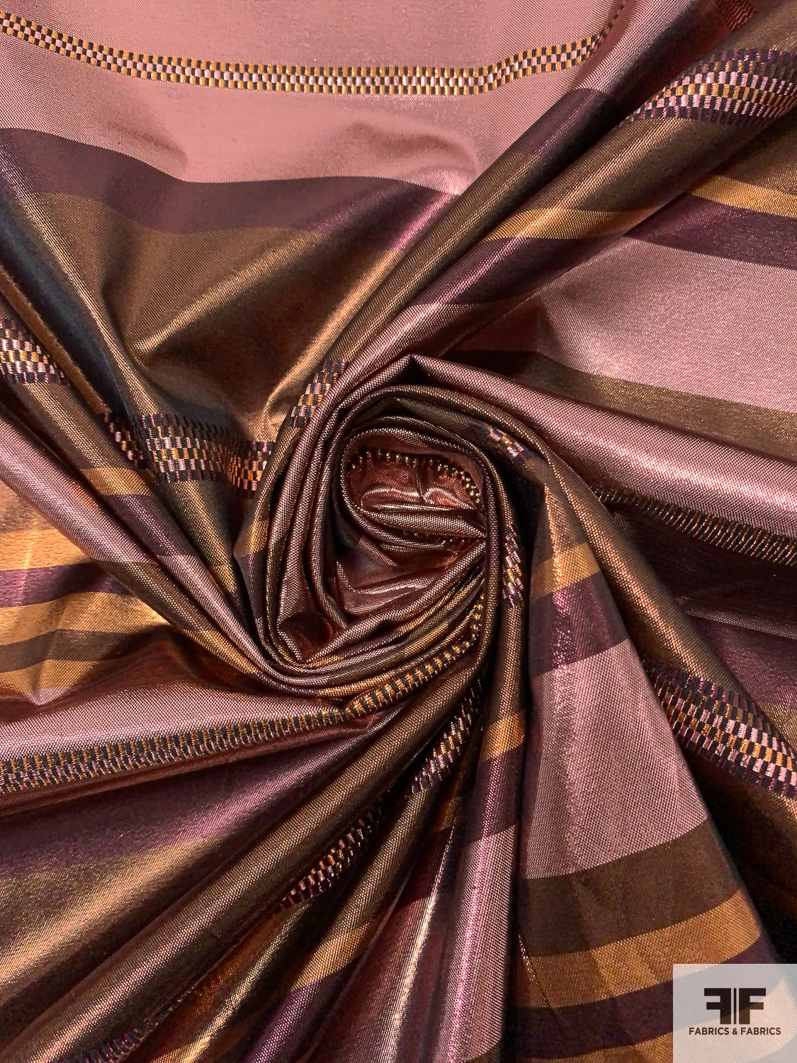 Italian Striped Tissue Lamé - Copper / Metallic Dusty Pink / Brown / Bordeaux 3 Italian Striped Tissue Lamé - Copper / Metallic Dusty Pink / Brown / Bordeaux