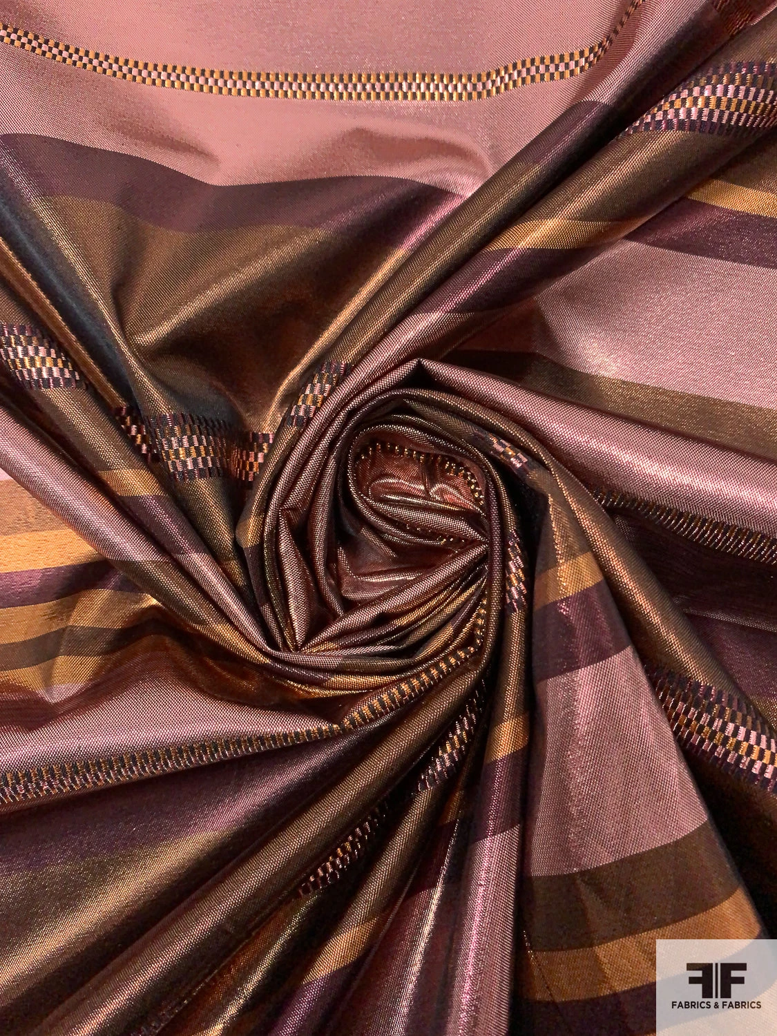 Italian Striped Tissue Lamé - Copper / Metallic Dusty Pink / Brown / Bordeaux 5 Italian Striped Tissue Lamé - Copper / Metallic Dusty Pink / Brown / Bordeaux - Image 3