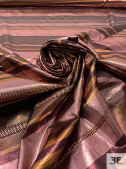 Italian Striped Tissue Lamé - Copper / Metallic Dusty Pink / Brown / Bordeaux 14 Italian Striped Tissue Lamé - Copper / Metallic Dusty Pink / Brown / Bordeaux -Fabrics And Fabrics Store 17740 3