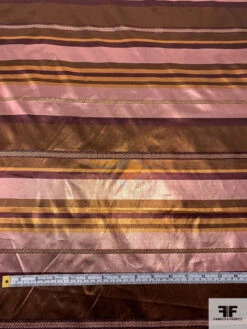 Italian Striped Tissue Lamé - Copper / Metallic Dusty Pink / Brown / Bordeaux 16 Italian Striped Tissue Lamé - Copper / Metallic Dusty Pink / Brown / Bordeaux -Fabrics And Fabrics Store 17740 5