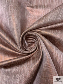Italian Linen-Weave Novelty Lamé - Metallic Rose Gold / Natural