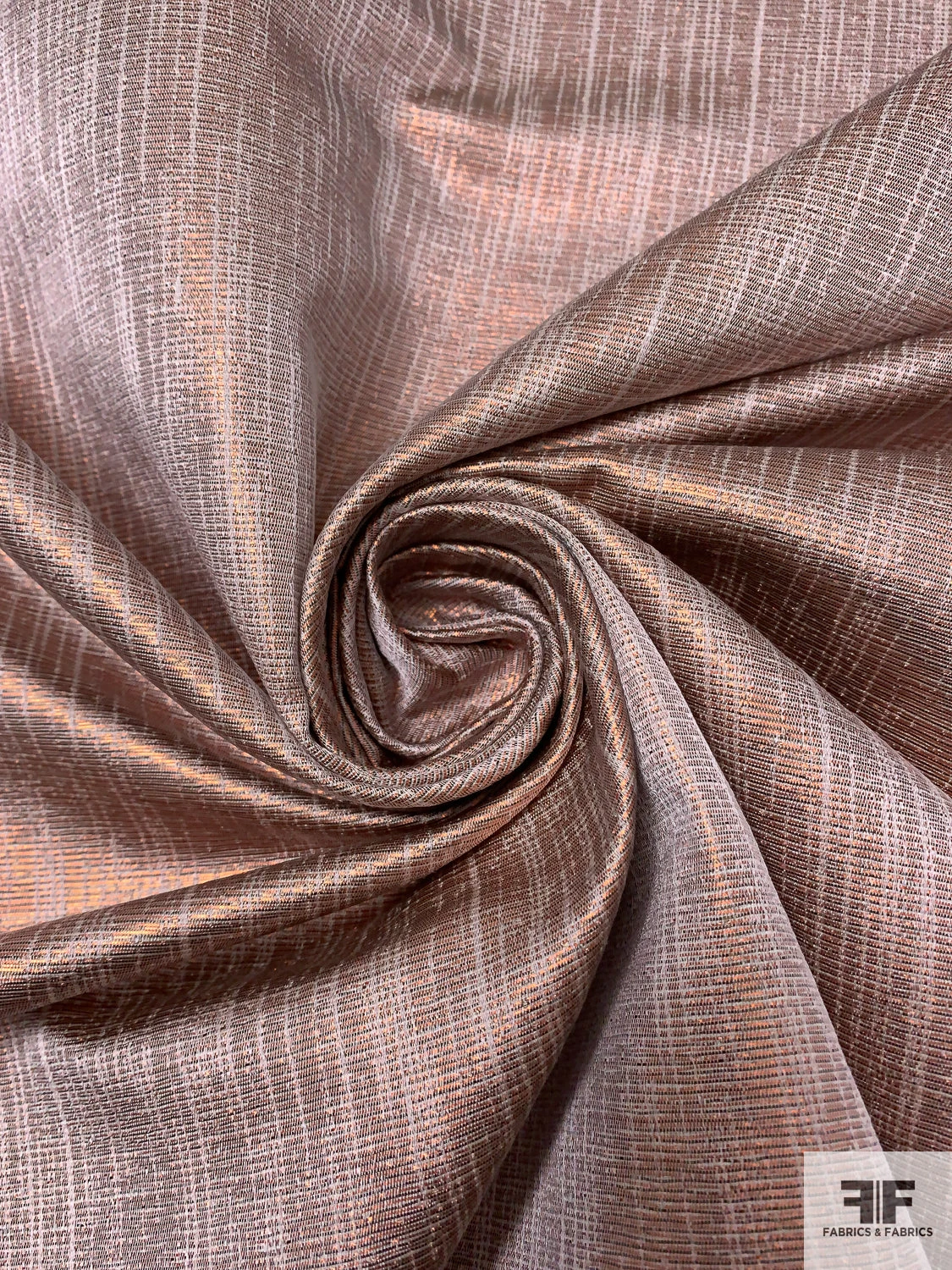 Italian Linen-Weave Novelty Lamé - Metallic Rose Gold / Natural 3 Italian Linen-Weave Novelty Lamé - Metallic Rose Gold / Natural