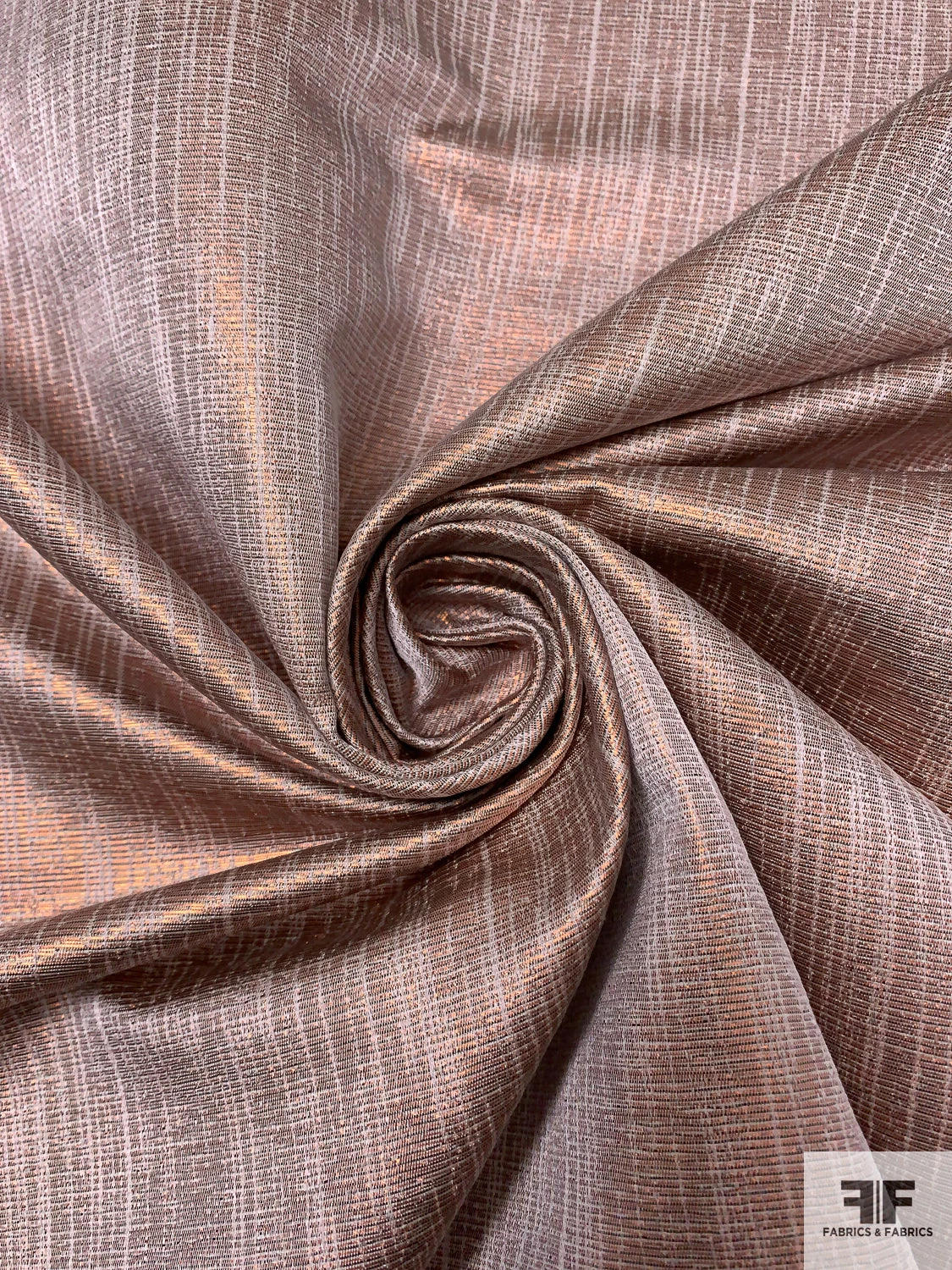 Italian Linen-Weave Novelty Lamé - Metallic Rose Gold / Natural 5 Italian Linen-Weave Novelty Lamé - Metallic Rose Gold / Natural - Image 3