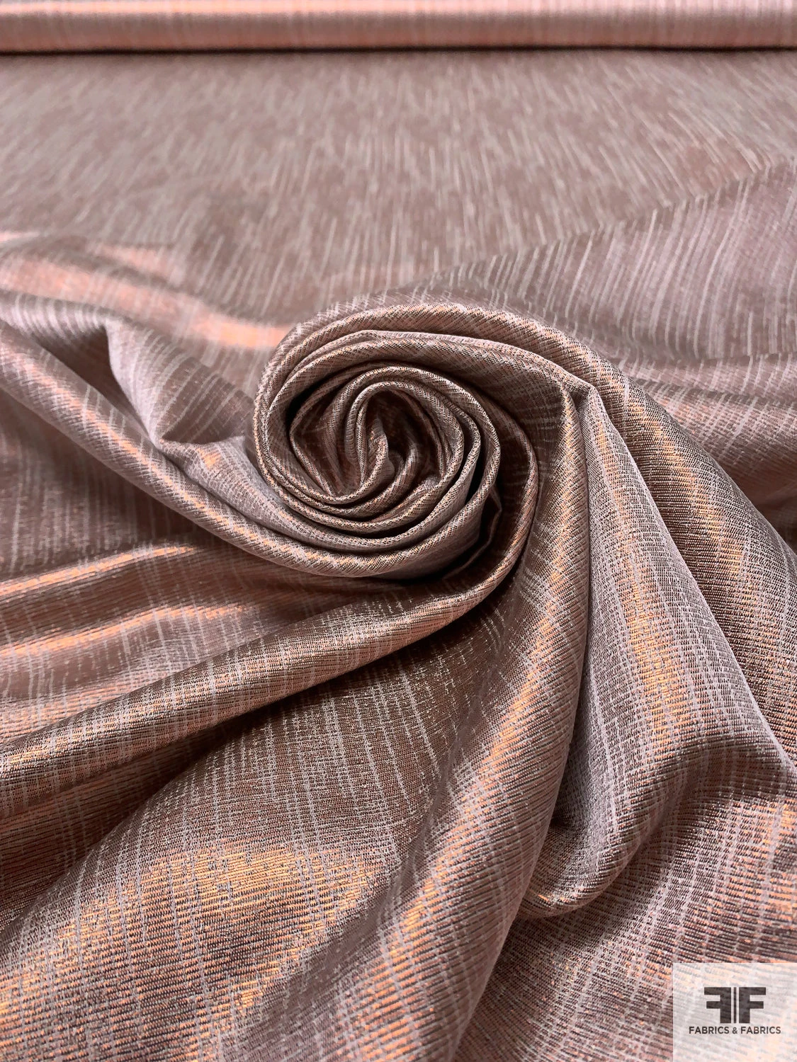 Italian Linen-Weave Novelty Lamé - Metallic Rose Gold / Natural 6 Italian Linen-Weave Novelty Lamé - Metallic Rose Gold / Natural - Image 4