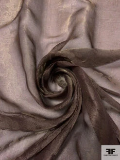 Italian Vintage Ralph Lauren Floral Jacquard Sheer Lamé - Eggplant Brown / Antique Gold 12 Italian Vintage Ralph Lauren Floral Jacquard Sheer Lamé - Eggplant Brown / Antique Gold -Fabrics And Fabrics Store 17743 1
