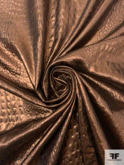 Italian Reptile Pattern Embossed-Look Lamé - Brown Copper