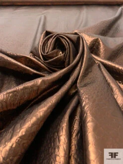 Italian Reptile Pattern Embossed-Look Lamé - Brown Copper 15 Italian Reptile Pattern Embossed-Look Lamé - Brown Copper -Fabrics And Fabrics Store 17744 3