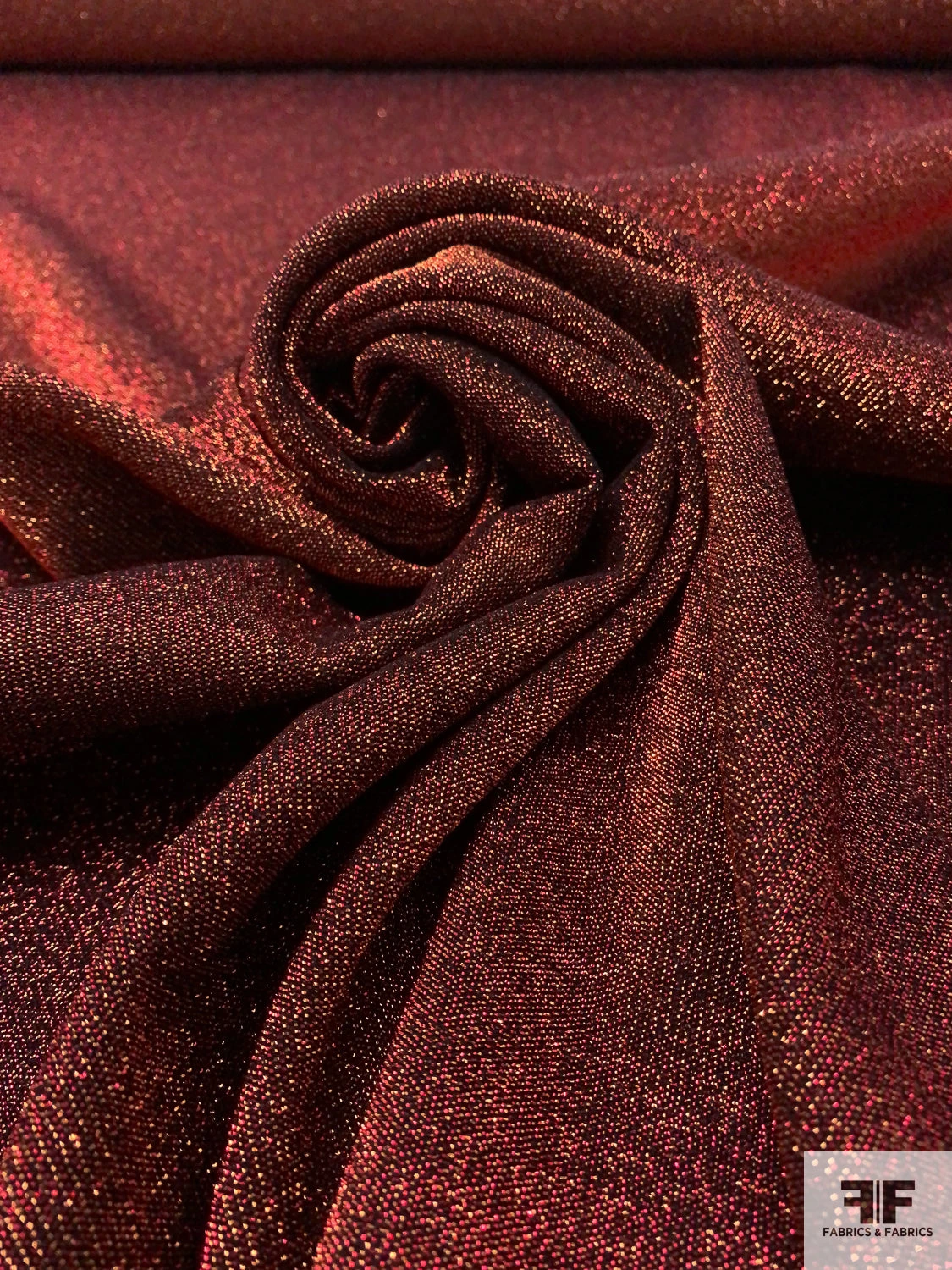 Italian Stretch Lamé Suiting - Metallic Red / Gold / Black 3 Italian Stretch Lamé Suiting - Metallic Red / Gold / Black