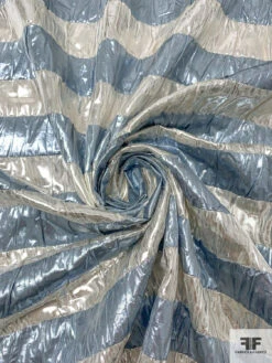 Italian Striped Puckered Tissue Lamé - Sky Blue / Silver -Fabrics And Fabrics Store 17748 2