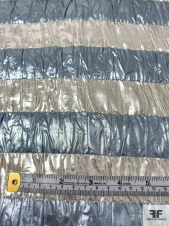 Italian Striped Puckered Tissue Lamé - Sky Blue / Silver -Fabrics And Fabrics Store 17748 6