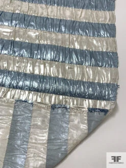 Italian Striped Puckered Tissue Lamé - Sky Blue / Silver -Fabrics And Fabrics Store 17748 7