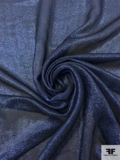 Italian Solid Lamé Silk Chiffon - Navy / Black -Fabrics And Fabrics Store 17756 2