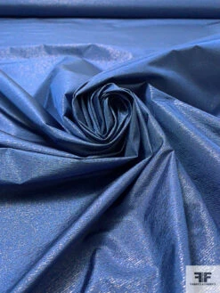 Metallic Microstriped Silk Taffeta - Steel Blue / Dark Grey