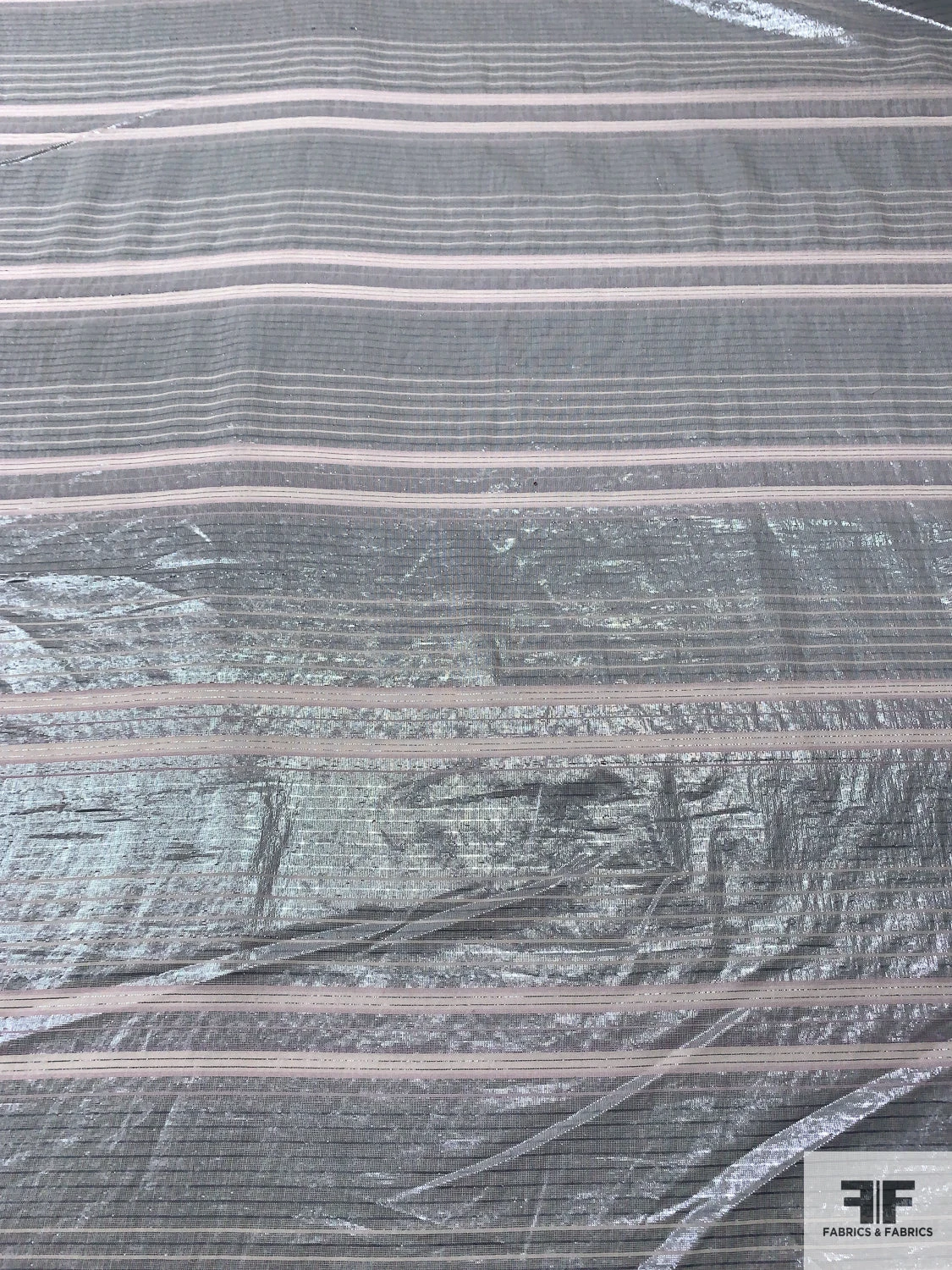 Italian Metallic Striped Lamé Cotton Voile - Metallic Mint / Off-White 6 Italian Metallic Striped Lamé Cotton Voile - Metallic Mint / Off-White - Image 4