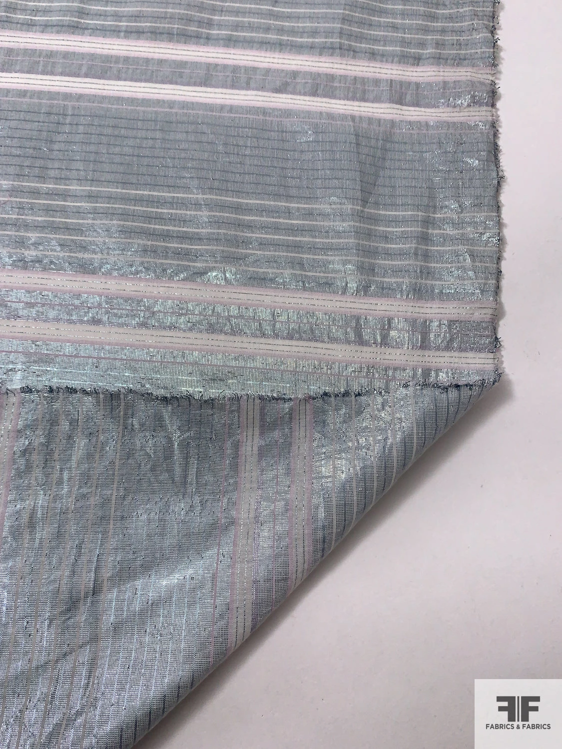 Italian Metallic Striped Lamé Cotton Voile - Metallic Mint / Off-White 9 Italian Metallic Striped Lamé Cotton Voile - Metallic Mint / Off-White - Image 7