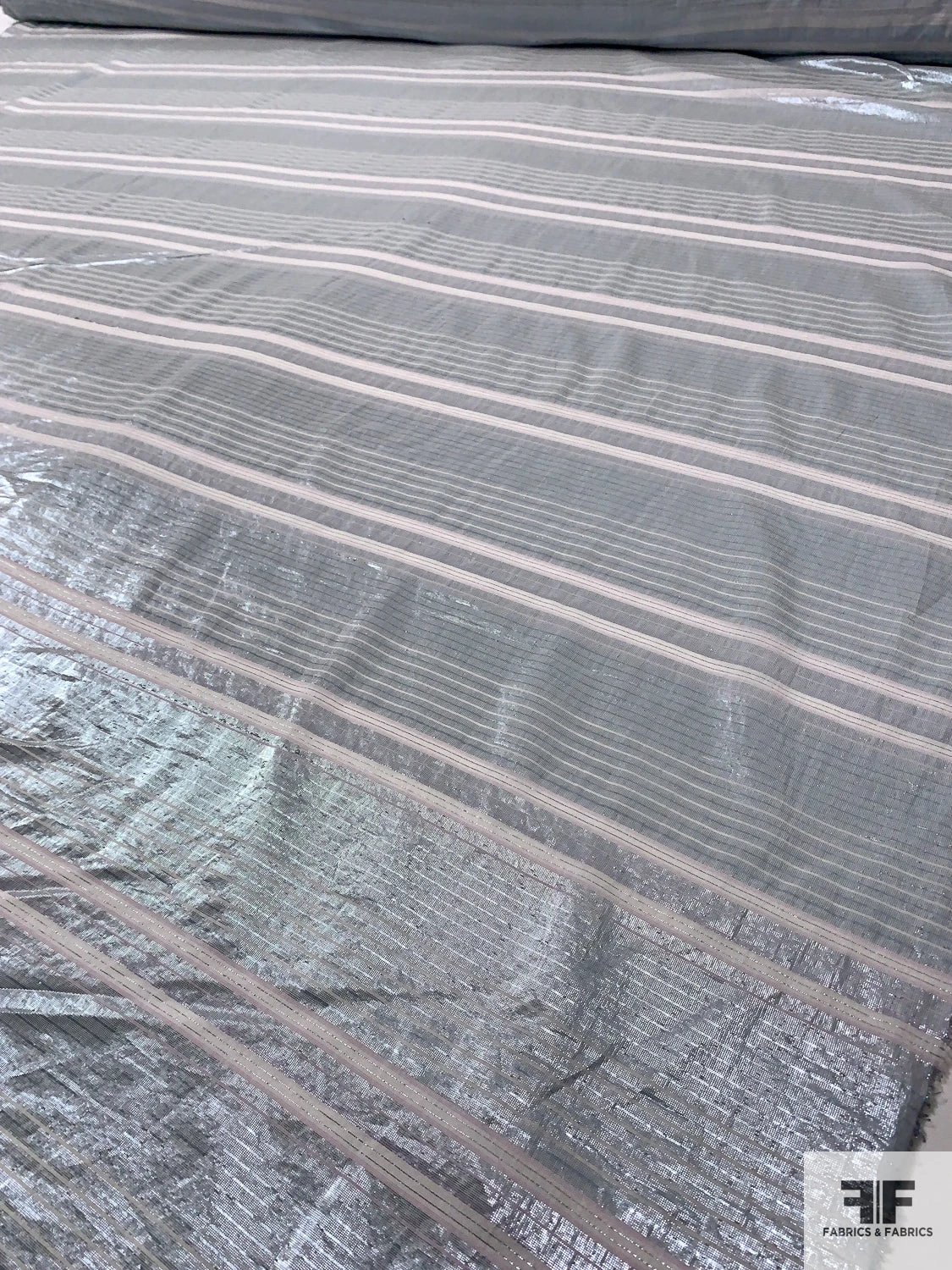 Italian Metallic Striped Lamé Cotton Voile - Metallic Mint / Off-White 10 Italian Metallic Striped Lamé Cotton Voile - Metallic Mint / Off-White - Image 8