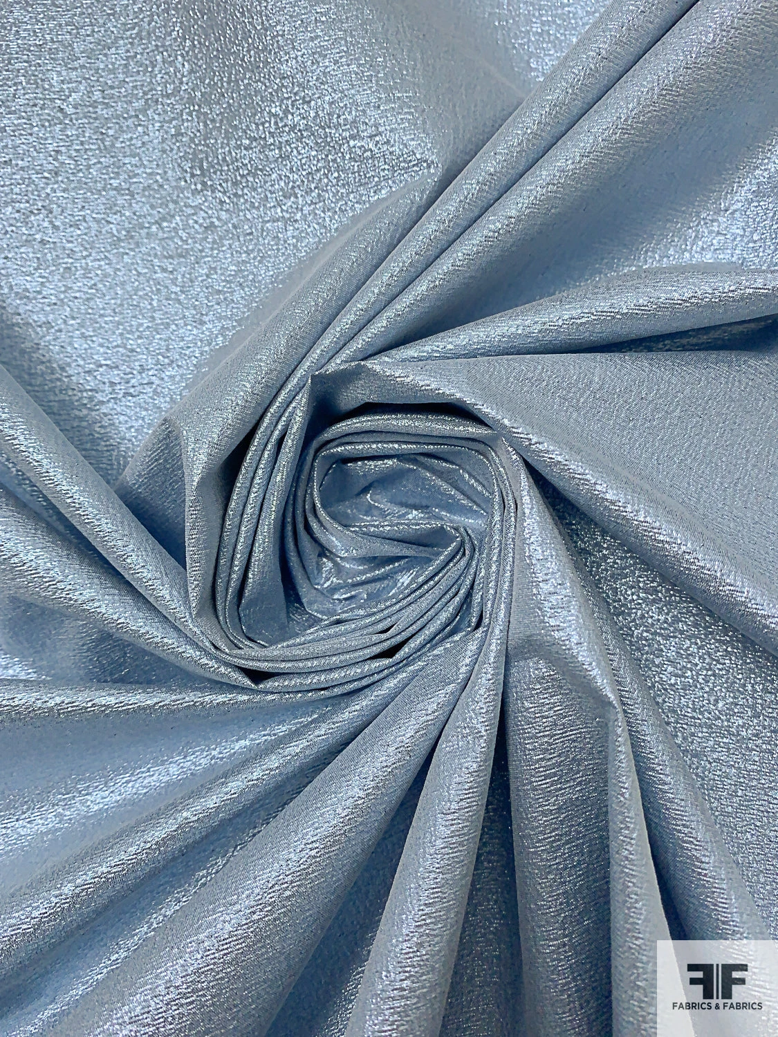 Italian Tissue Lamé With Vertical Stretch - Metallic Sky Blue 4 Italian Tissue Lamé With Vertical Stretch - Metallic Sky Blue - Image 2