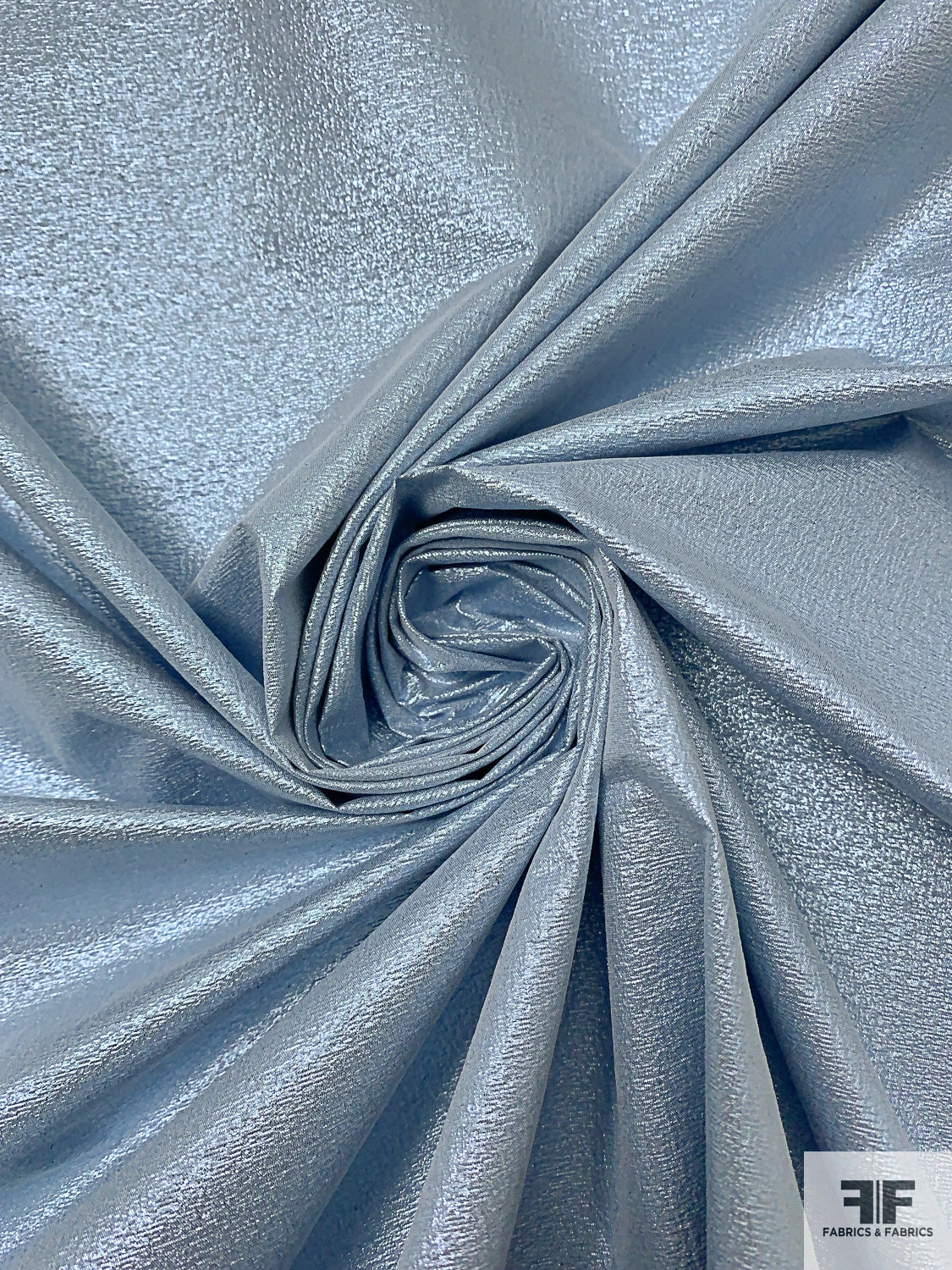 Italian Tissue Lamé With Vertical Stretch - Metallic Sky Blue 5 Italian Tissue Lamé With Vertical Stretch - Metallic Sky Blue - Image 3