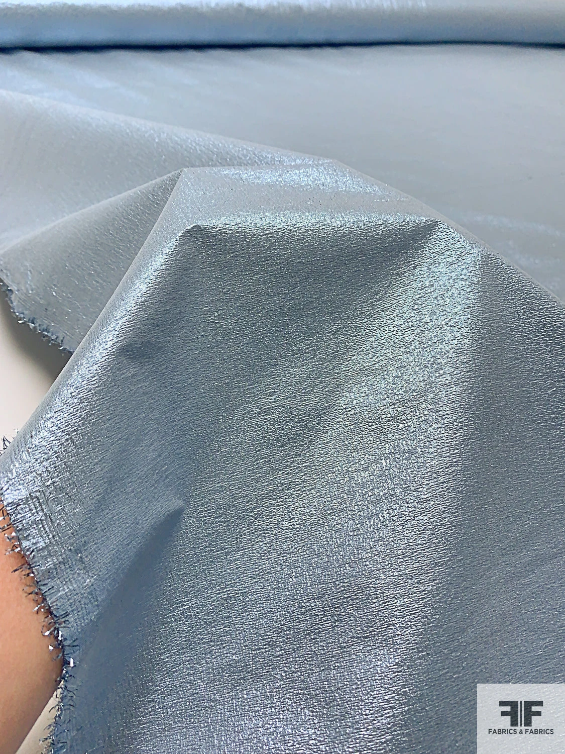Italian Tissue Lamé With Vertical Stretch - Metallic Sky Blue 10 Italian Tissue Lamé With Vertical Stretch - Metallic Sky Blue - Image 8
