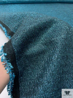 Italian Lamé Tweed - Metallic Aqua / Black 15 Italian Lamé Tweed - Metallic Aqua / Black -Fabrics And Fabrics Store 17769 8