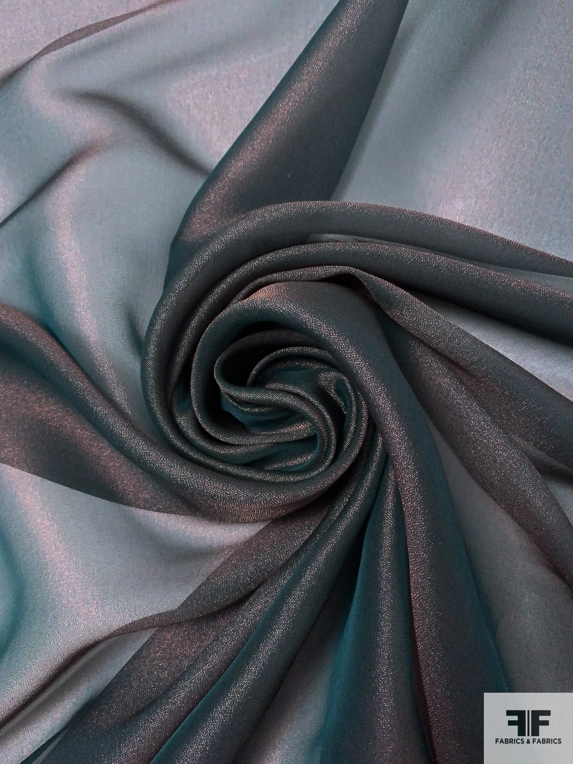 Italian Iridescent Soft Silk Blend Gazar-Lamé - Evergreen / Dusty Rose 5 Italian Iridescent Soft Silk Blend Gazar-Lamé - Evergreen / Dusty Rose - Image 3