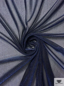 Sheer Metallic Lamé Knit - Metallic Royal Blue / Black -Fabrics And Fabrics Store 17776 2