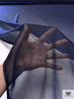 Sheer Metallic Lamé Knit - Metallic Royal Blue / Black