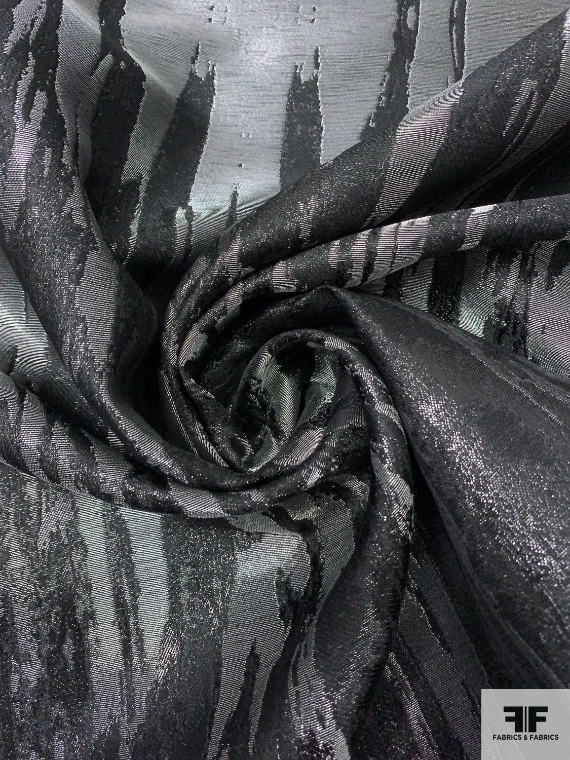 Italian Abstract Lamé-Brocade - Metallic Grey / Black 6 Italian Abstract Lamé-Brocade - Metallic Grey / Black - Image 4