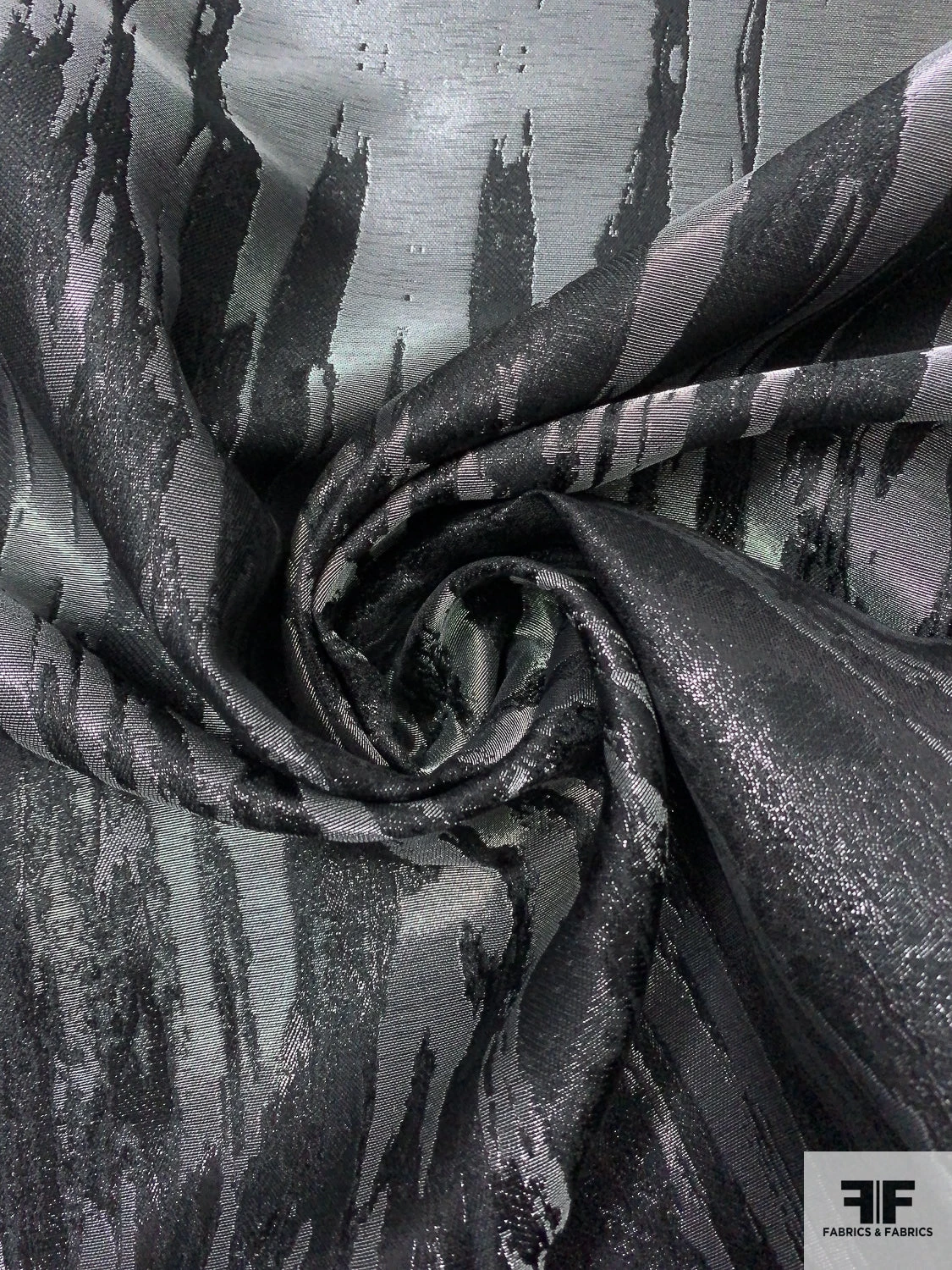 Italian Abstract Lamé-Brocade - Metallic Grey / Black 5 Italian Abstract Lamé-Brocade - Metallic Grey / Black - Image 3